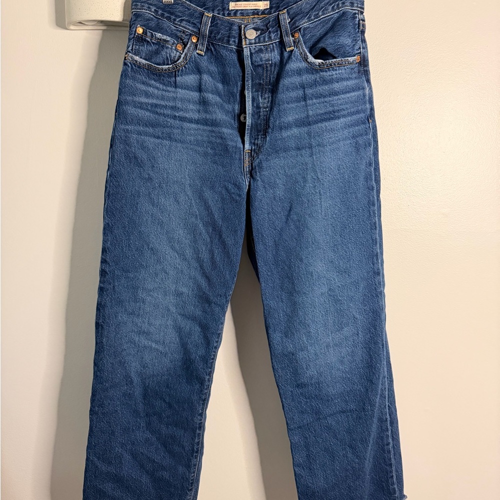 Levi’s Ribcage Straight Ankle Jeans 29 Raw Hem